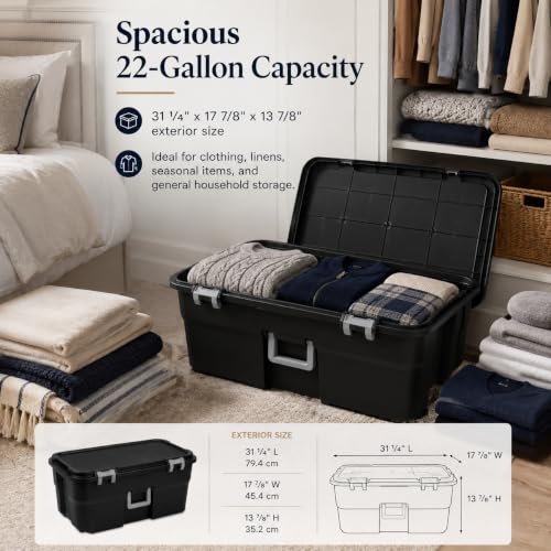 Heavy-Duty Lockable Plastic Footlocker with Wheels for Storage & Travel