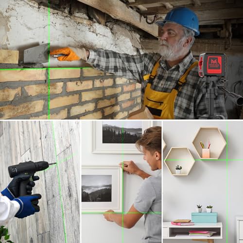 Motovera LL-T3 Self-Leveling Laser Level 100ft Green Cross Line with Tripod, 4 Brightness Modes & IP54 Waterproof