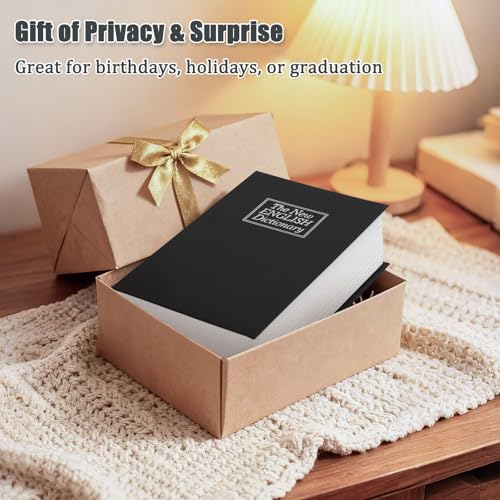KYODOLED Large Black Dictionary Book Safe with Combination Lock - Hidden Money Security Box 9.5" x 6.2" x 2.2"