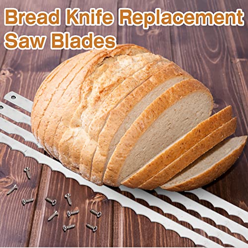 Lasnten 4 Pcs Bread Knife Blades Serrated Stainless Steel Replacement with Screws (4-pack) 10.8in