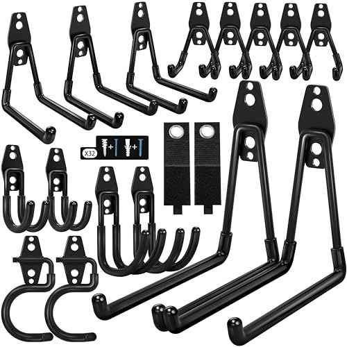 18 Pack Garage Hooks Heavy Duty - Anti-Slip Coating£¬ Garage Storage Hooks for Hanging Bike£¬Ladder£¬Garden Tools£¬Hose