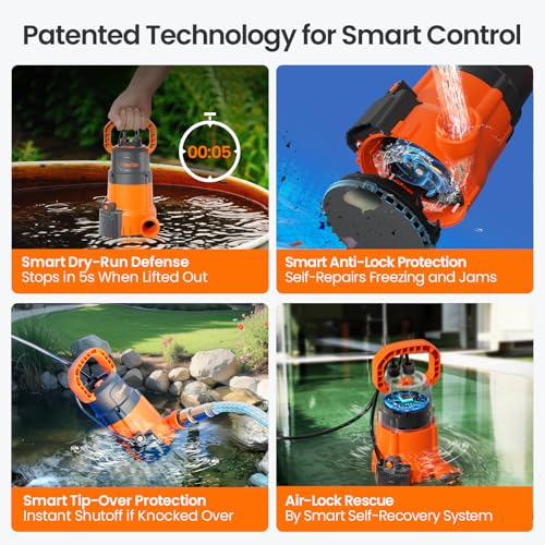 Cleartide 1/3 HP Auto Water Sensor Submersible Utility Pump - High Flow 2790 GPH