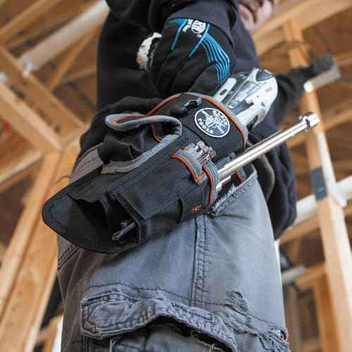 Klein Tools 5183 Tool Bag, Tradesman Pro Drill Pouch, 1680d Material, Drill Holster with Pockets for Tools and Bits
