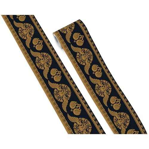 FLFK Wallpaper Border - Peel and Stick Decorative Trim Tape with Ornate Floral & Mythical Motifs, Self-Adhesive 4"x240"