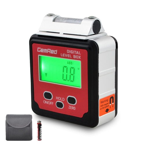GemRed Digital Angle Gauge DAG-V1 for Measuring and Layout (Aluminum & Plastic （with Bubble Vial）)