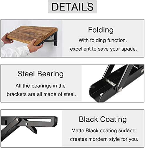 AUTOHJ 16 Inch Metal Folding Shelf Brackets 2 Pack Heavy Duty Stainless Steel