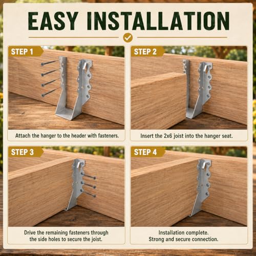 Silver 2in x 8in Galvanized Steel Joist Hangers - Pack of 20