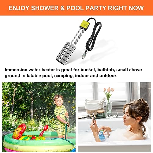 1500W Waterproof Bucket Water Heater with Thermostat for Home & Camping
