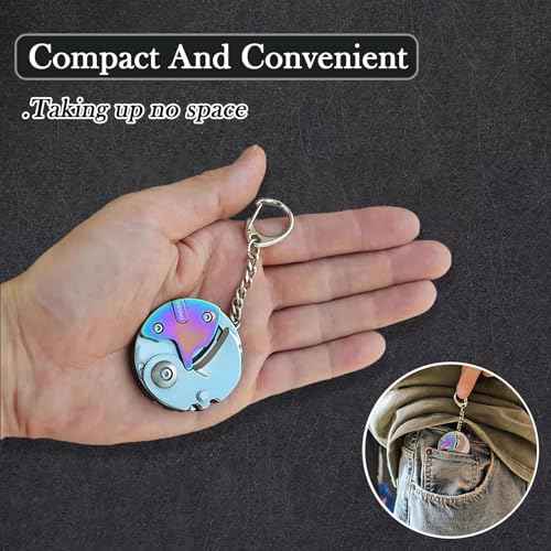 Rainbow Folding Keychain Pocket Knife, Small EDC Multitool with Screwdriver Set, Mini Utility Knife for Men & Women, Compact Manual Tool