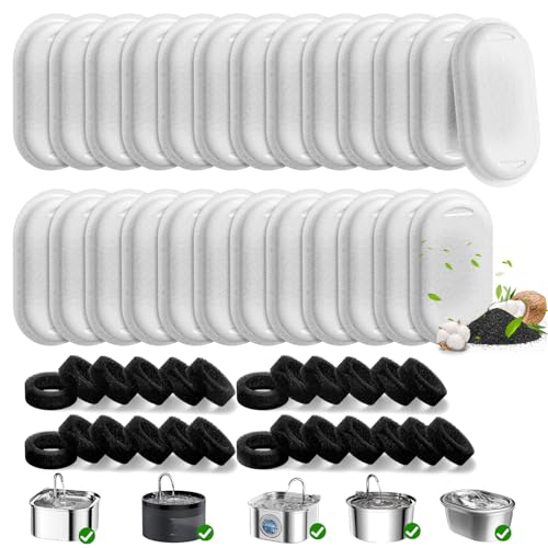 25 Pack Cat Water Fountain Filters for Stainless Steel Dispensers – Includes 25 Sponges