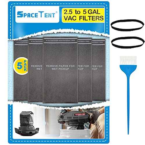 SpaceTent CMXZVBE38737 Shop Vac Filter Bags, compatible with CRAFTSMAN 2 and 2.5 Gallon Wet/Dry vacs, 5 Pack CRAFTSMAN Clean and Carry 2 gallon filter, 9-38737