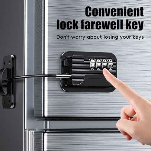 Upgraded Refrigerator Combination Locks- Changeable Password Fridge Locks for Kids, Toddlers and Children, Child & Baby Proofing Safety Door Lock for Cabinet and Drawers Windows (Black-1 Pack)