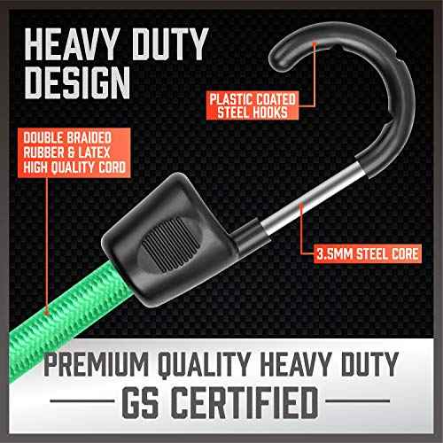 HORUSDY 31-Piece Premium Bungee Cords Assortment Jar, Includes 10¡±,18¡±,24¡±,32¡±,40¡± Bungee Cords, 6¡° Zip Ties, 8¡±Canopy/Tarp Ball Ties and Crocodile Mouth Tarp Clips