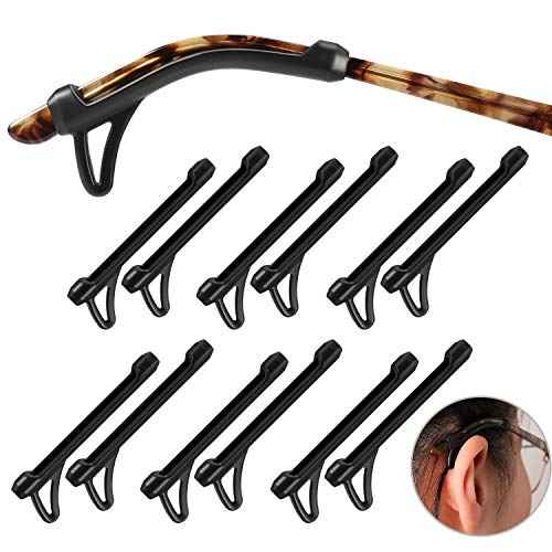 Eyeglasses Ear Grips Sleeve-Upgrade anti-slip eyewear retainer-Sleeve with Hook design-Soft and comfort Glasses Ear hooks 6Pairs (BLACK)