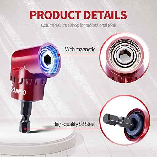 1/4 Inch 105 Degree Right Angle Driver Adapter Hex Shank Power Screwdriver,Quick Change Drive and Magnetic Bit Socket Right Angle Drill Attachment Adapter