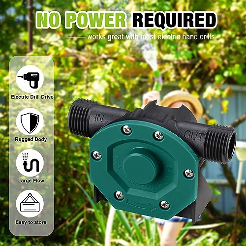 Green Self-Priming Water & Oil Transfer Pump Kit for Drills - TRUPOW
