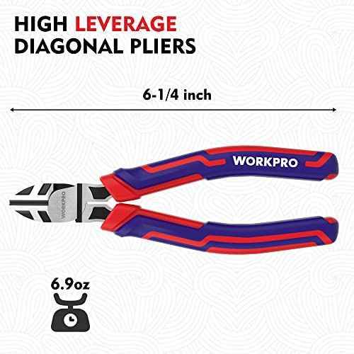 WORKPRO 6¡± Wire Cutters Heavy Duty CRV Steel, Diagonal Pliers for Cutting Wires Craft, Comfort Grip Handle