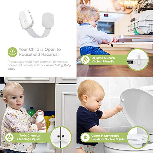 Skyla Homes White Cabinet Strap Locks 8 Pack Child Safety Locks for Baby Proofing