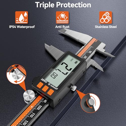 Preciva Digital Caliper 6", Rechargeable Stainless Steel Micrometer