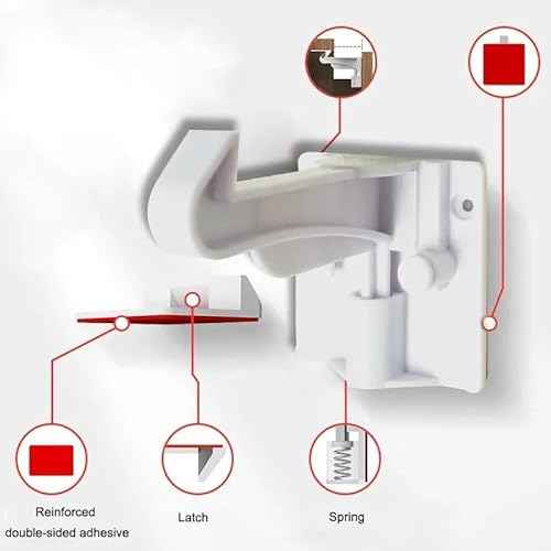 Invisible Baby Proofing Cabinet Latch Locks, 10 Pack, No Drilling or Tools Required, Works with Most Cabinets and Drawers, Countertop Overhangs, Highly Secure