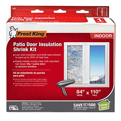 Frost King V76H Shrink Window Kit 84x110 Inches Clear – Indoor Window Insulation Film, Includes 1 Sheet