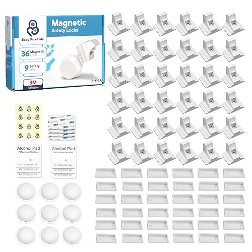 Baby Proof Me Magnetic Child Safety Cabinet Locks 36-Pack with 9 Keys