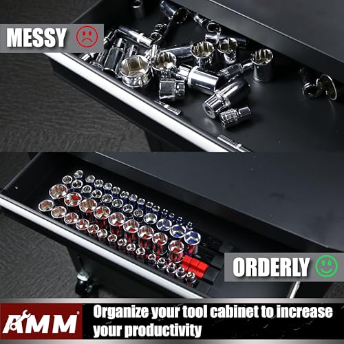 AMM 9PCS Colorful Heavy Duty Socket Organizer Set 1/4, 3/8, 1/2 inch Drive