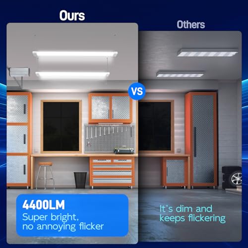 Hykolity 4FT LED Shop Light Linkable 4400LM Daylight White 5000K, White, 42W