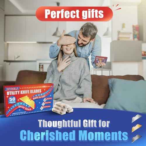 DIYSELF Box Cutter Blades, 50 Pack SK2 Utility Razor Blades Refills, Heavy Duty Utility Knife Blades for Box Cutter, Razor Blades Replacement with Plastic Case, Utility Knife Blades Refills