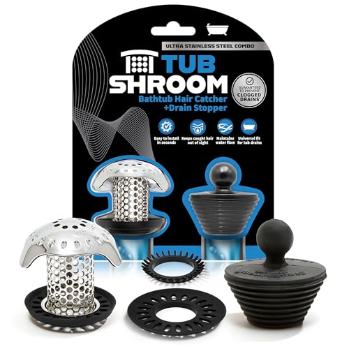 Stainless Combo TubShroom Ultra Drain Hair Catcher & Strainer for Bathtubs