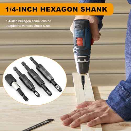 3 Pcs Self Centering Drill Bits Set, 3/32", 7/64", 1/8" Self-Centering Hinge Drill Bit with Bit Holder VIX Bit for 1/4 in Clic-Change Hex Shank Drill