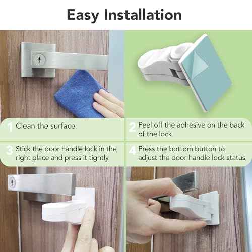 Moonybaby 4 Pack Child Proof Door Lever Lock, Also for Cabinet or Window and Faucet Lever Handle Lock, Minimalist Design, No Drilling Needed, Child Safety Door Handle Locks(2 Black 2 White)