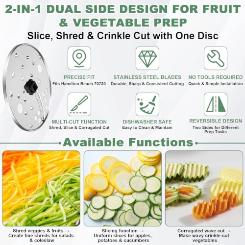 Food Processor Slicing & Shredding Disc Replacement for Hamilton Beach 70730