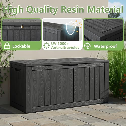 KAMABOKO Black Outdoor Storage Box 150 Gallon Waterproof Deck Storage Chest