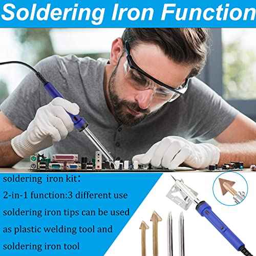 100W Plastic Welding Kit, Plastic Welder Soldering Iron Kit with 121pcs Rods, Professional Surface Repair Tool for Car Bumper with 4 Welding Tips, Patch Net,Hot Iron Stand,Wire Brush,Metal Stand, etc.