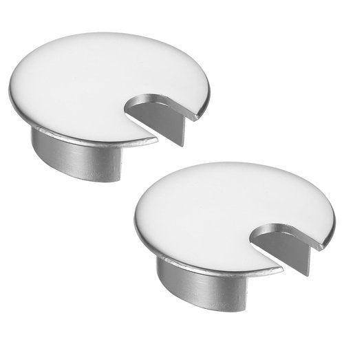 MECCANIXITY 2 Pcs Desk Grommet 1.4 Inch, Zinc Alloy Round Desk Hole Cover Wire Cable Cord Organizer for Home Office Computer Table Cables, 35mm, Dark Silver