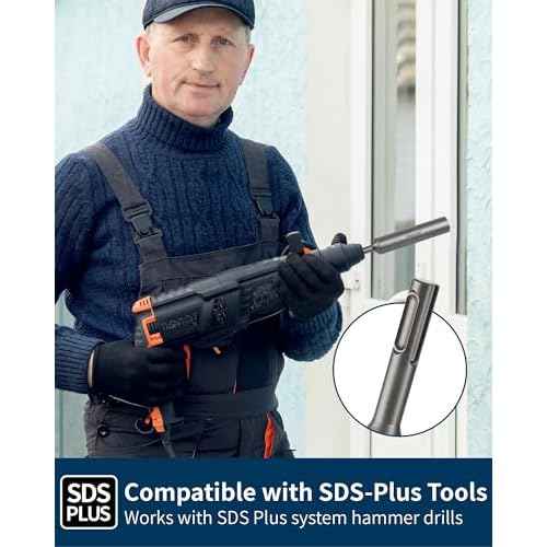 SDS Plus Ground Rod Driver for 5/8 Inch & 3/4 Inch Ground Rods, Firecore One-Piece T Post Driver Adapter Bits, Fits Bosch Dewalt Milwaukee Hilti and Other SDS-Plus Rotary Hammer Drill Tools