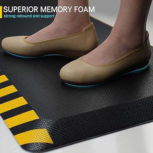 FEATOL 0.9 Inch Yellow Border Anti-Fatigue Standing Mat 39"L x 20"W