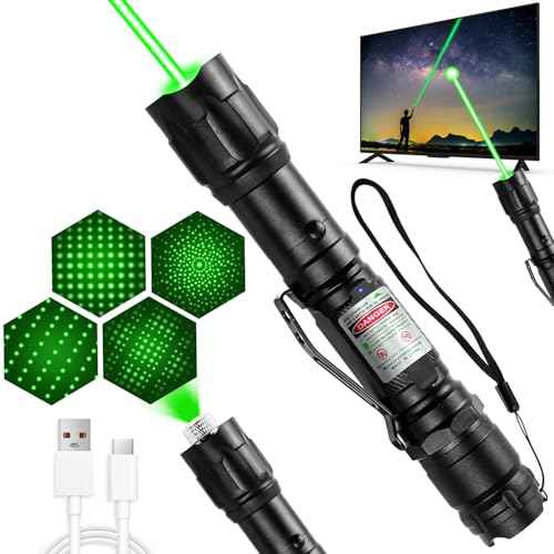 [Professional] Rechargeable Green Laser Pointer High Power Green Beam Laser Light Long Distance Range For TV/LED/LCD Screens Tactical Flashlights Presentation Office/Outdoors/Astronomic [004](1)