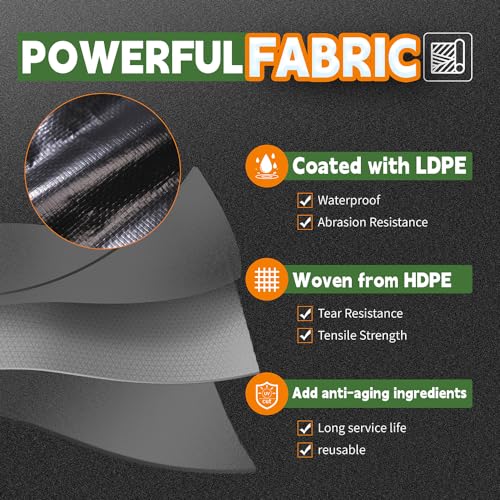 RAINDEWAY Black Waterproof Tarp 6x8 Feet - 8 Mil Heavy Duty Poly Cover
