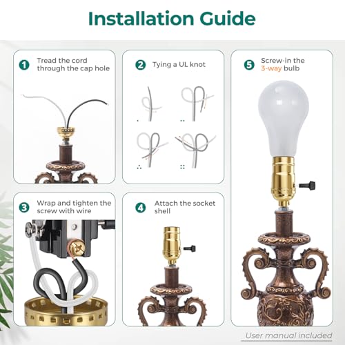 DiCUNO Gold 3-Way Lamp Socket Replacement UL Listed E26 Repair Kit