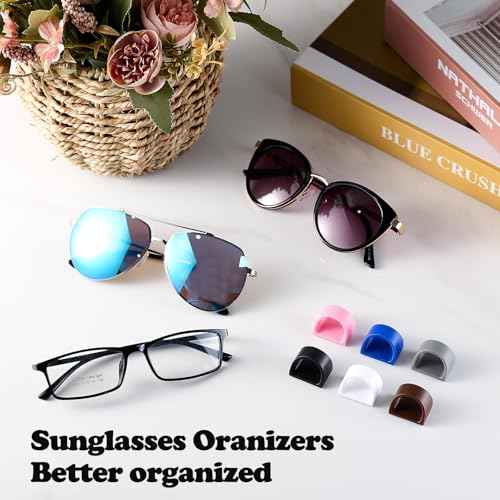 Sunglass Organizer 6 Pack, Glasses Holder & Eyeglass Holder for Eyewear, Sunglasses, Reading Glasses. Sunglass Holder for Home, Office, Car, Driver, Workshop. Glasses Accessories (Black)