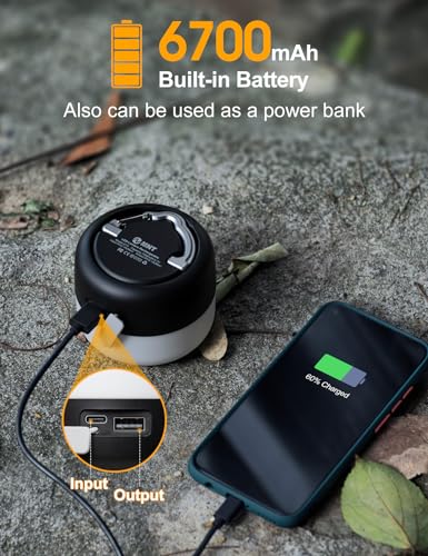 ZMNT Rechargeable LED Camping Lantern Black 1000LM, 300H Runtime, Water-Resistant Emergency Light