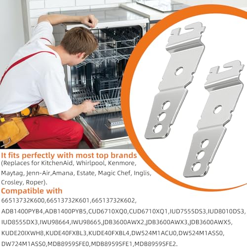 Dishwasher Mounting Bracket Set, 4-Pack with Clips for Whirlpool/Kenmore/Maytag
