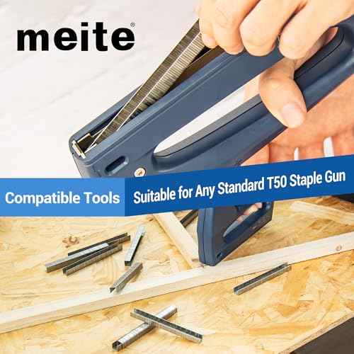meite T50 Stainless Steel Staples Marine, 1/2 Inch Heavy Duty Staples for Staple Gun - 1512 Counts, 20 Gauge 3/8 Inch Crown T50 Upholstery Staple for Marine Applications