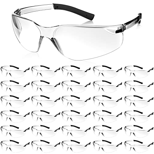 Queekay 30 Pairs Safety Glasses for Men Women Eyewear Protective Goggle Bulk Safety Glasses for Worker Laboratory Gardening