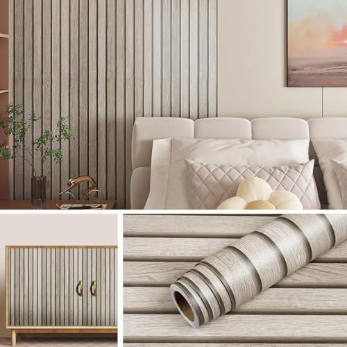 Livelynine Wood Slat Wallpaper Peel and Stick Accent Wall 15.8x78.8 Wooden Slats Wallpaper Self Adhesive Slat Wall Paneling Stick on Wallpaper Removable Wood Look Contact Paper Waterproof Vinyl Panels