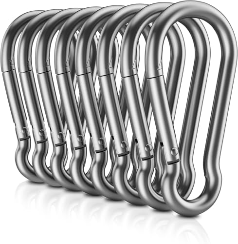 20PCS Heavy Duty Stainless Steel Carabiner Clips 1360lbs Load for Camping, Pet, Gym, & Outdoor Use