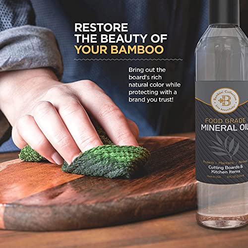 Bambüsi Food Grade Mineral Oil for Wood Cutting Boards - 7.3"L x 1.8"W, 8oz