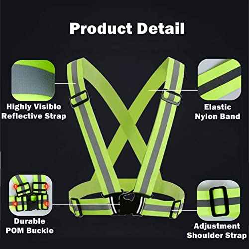 Reflective Running Vest 2-10 Pack, High Visibility Reflective Gear Night Cycling Safety Vest Strap for Men Women Kids